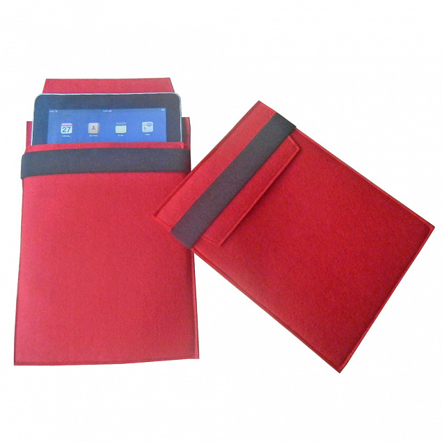 Чехол для iPad из войлока, красный с черным с логотипом в Екатеринбурге заказать по выгодной цене в кибермаркете AvroraStore