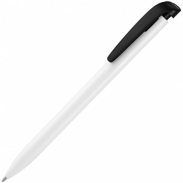 Ручка шариковая Favorite, белая с черным с логотипом в Екатеринбурге заказать по выгодной цене в кибермаркете AvroraStore