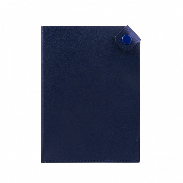 Чехол для паспорта PURE 140*90 мм., застежка на кнопке, натуральная кожа (гладкая), синий с логотипом в Екатеринбурге заказать по выгодной цене в кибермаркете AvroraStore