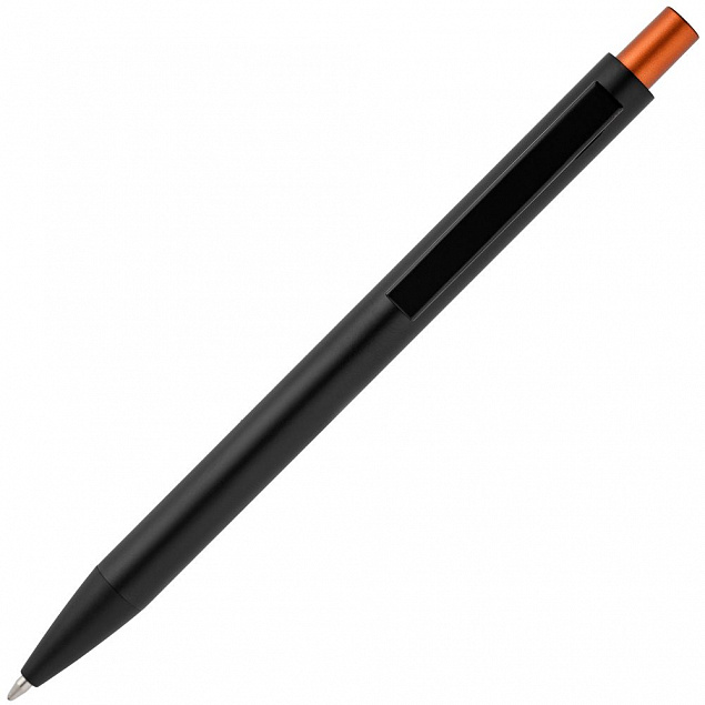 Ручка шариковая Chromatic, черная с оранжевым с логотипом в Екатеринбурге заказать по выгодной цене в кибермаркете AvroraStore