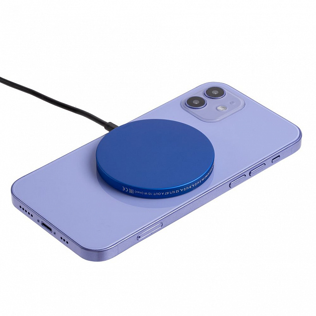 Магнитное зарядное устройство Cooper Rond, 15 Вт, синее с логотипом в Екатеринбурге заказать по выгодной цене в кибермаркете AvroraStore