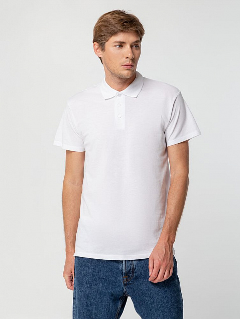 Рубашка поло мужская SUMMER 170, белая с логотипом в Екатеринбурге заказать по выгодной цене в кибермаркете AvroraStore