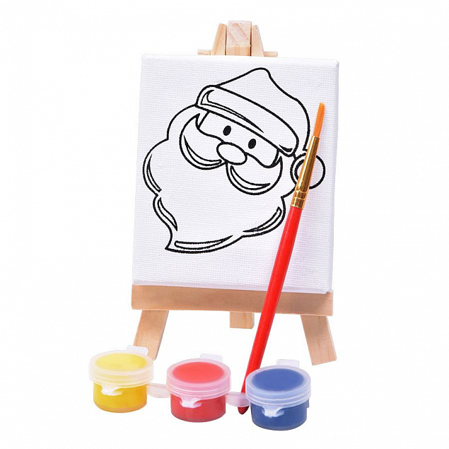 Набор для раскраски  "Дед Мороз":холст,мольберт,кисть, краски 3шт с логотипом в Екатеринбурге заказать по выгодной цене в кибермаркете AvroraStore