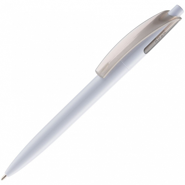 Ручка шариковая Bento, белая с серым с логотипом в Екатеринбурге заказать по выгодной цене в кибермаркете AvroraStore