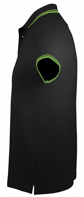 Рубашка поло мужская PASADENA MEN 200 с контрастной отделкой, черная с зеленым с логотипом в Екатеринбурге заказать по выгодной цене в кибермаркете AvroraStore