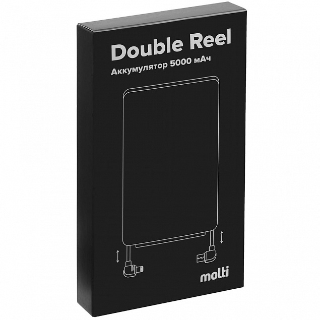 Внешний аккумулятор Double Reel 5000 мАч, черный с логотипом в Екатеринбурге заказать по выгодной цене в кибермаркете AvroraStore