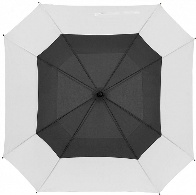 Квадратный зонт-трость Octagon, черный с белым с логотипом в Екатеринбурге заказать по выгодной цене в кибермаркете AvroraStore