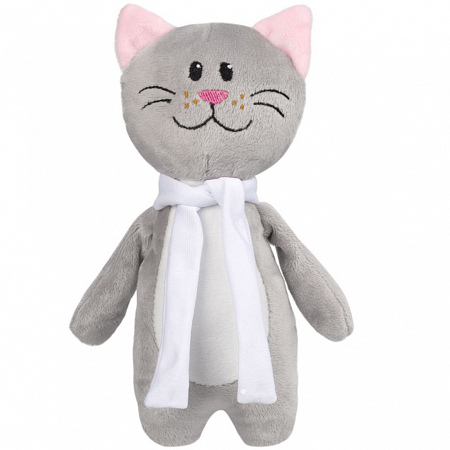 Мягкая игрушка Beastie Toys, котик с белым шарфом с логотипом в Екатеринбурге заказать по выгодной цене в кибермаркете AvroraStore