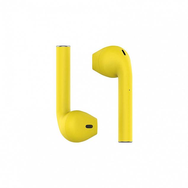 Наушники беспроводные с зарядным боксом TWS AIR SOFT, цвет желтый  с логотипом в Екатеринбурге заказать по выгодной цене в кибермаркете AvroraStore
