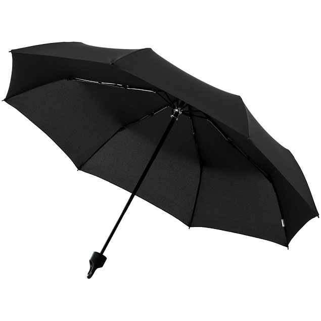 Зонт складной Clevis с ручкой-карабином, черный с логотипом в Екатеринбурге заказать по выгодной цене в кибермаркете AvroraStore