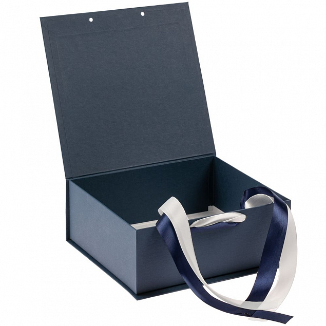 Коробка на лентах Tie Up, малая, синяя с логотипом в Екатеринбурге заказать по выгодной цене в кибермаркете AvroraStore