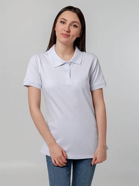 Рубашка поло женская Virma Stretch Lady, белая с логотипом в Екатеринбурге заказать по выгодной цене в кибермаркете AvroraStore