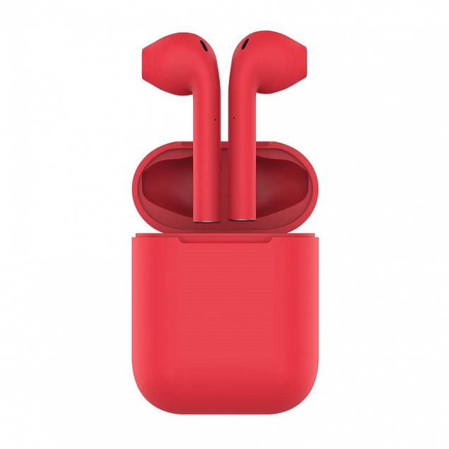 Наушники беспроводные с зарядным боксом TWS AIR SOFT, цвет красный  с логотипом в Екатеринбурге заказать по выгодной цене в кибермаркете AvroraStore