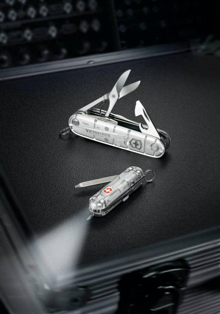 Офицерский нож Huntsman 91, прозрачный серебристый с логотипом в Екатеринбурге заказать по выгодной цене в кибермаркете AvroraStore