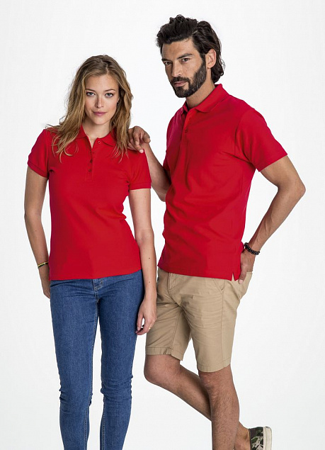 Рубашка поло женская PEOPLE 210, красная с логотипом в Екатеринбурге заказать по выгодной цене в кибермаркете AvroraStore