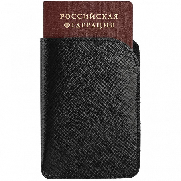 Чехол для паспорта Linen, черный с логотипом в Екатеринбурге заказать по выгодной цене в кибермаркете AvroraStore