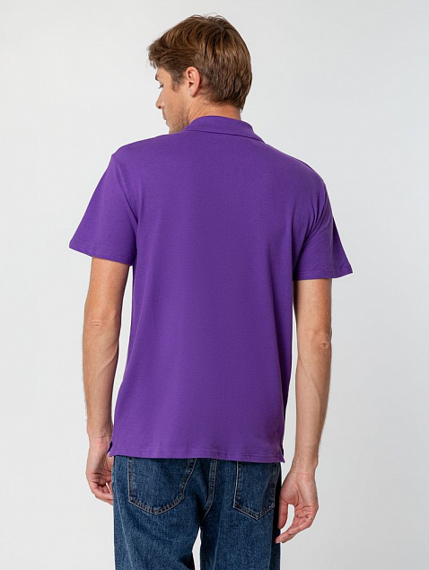 Рубашка поло мужская SUMMER 170, темно-фиолетовая с логотипом в Екатеринбурге заказать по выгодной цене в кибермаркете AvroraStore