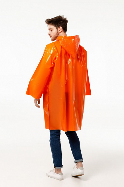 Дождевик-плащ CloudTime, оранжевый с логотипом в Екатеринбурге заказать по выгодной цене в кибермаркете AvroraStore