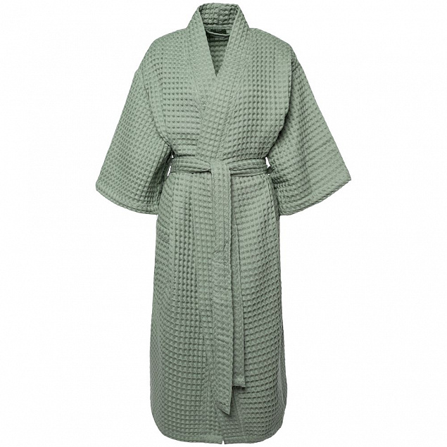 Халат вафельный женский Boho Kimono, зеленая мята с логотипом в Екатеринбурге заказать по выгодной цене в кибермаркете AvroraStore