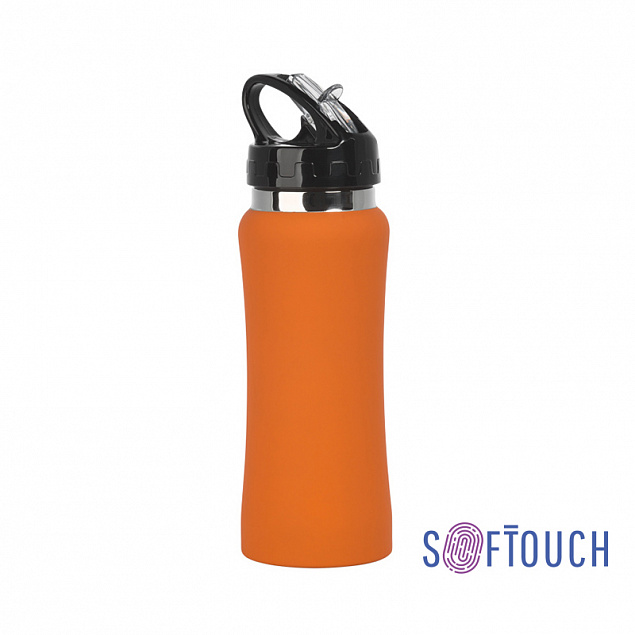 Бутылка спортивная "Индиана"с покрытием soft touch, оранжевая с логотипом в Екатеринбурге заказать по выгодной цене в кибермаркете AvroraStore