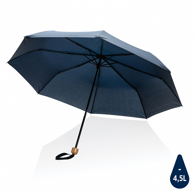 Компактный зонт Impact из RPET AWARE™ с бамбуковой ручкой, 20.5" с логотипом в Екатеринбурге заказать по выгодной цене в кибермаркете AvroraStore
