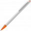 Ручка шариковая Tick, белая с оранжевым с логотипом в Екатеринбурге заказать по выгодной цене в кибермаркете AvroraStore