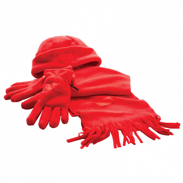 Набор "Зима" (шапка, шарф, перчатки), красный с логотипом в Екатеринбурге заказать по выгодной цене в кибермаркете AvroraStore