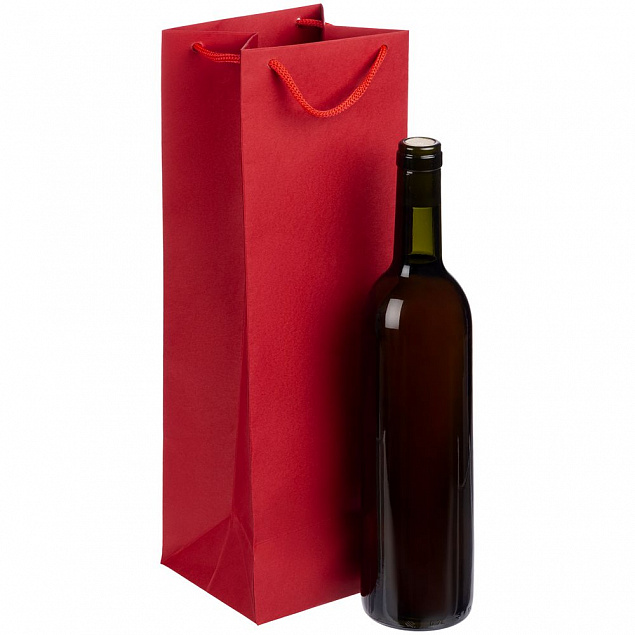 Пакет под бутылку Vindemia, красный с логотипом в Екатеринбурге заказать по выгодной цене в кибермаркете AvroraStore