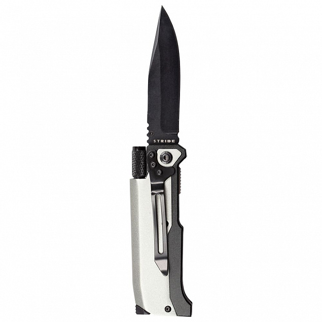 Нож складной с фонариком и огнивом Ster, серый с логотипом в Екатеринбурге заказать по выгодной цене в кибермаркете AvroraStore