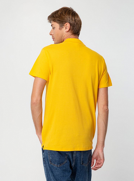 Рубашка поло мужская SUMMER 170, желтая с логотипом в Екатеринбурге заказать по выгодной цене в кибермаркете AvroraStore