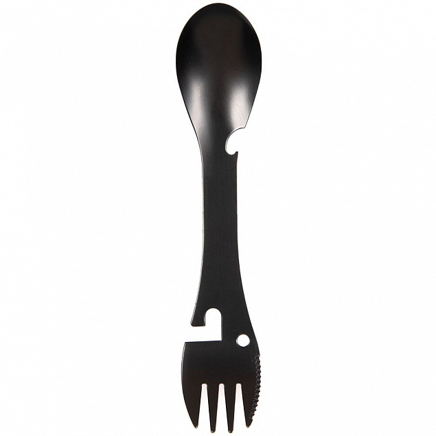 Походный столовый прибор Full Spoon, черный с логотипом в Екатеринбурге заказать по выгодной цене в кибермаркете AvroraStore