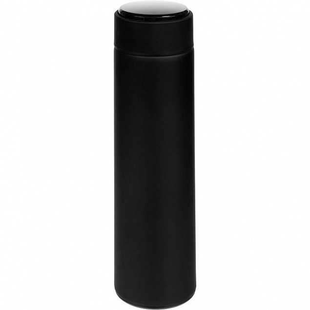 Смарт-бутылка с заменяемой батарейкой Long Therm Soft Touch, черная с логотипом в Екатеринбурге заказать по выгодной цене в кибермаркете AvroraStore