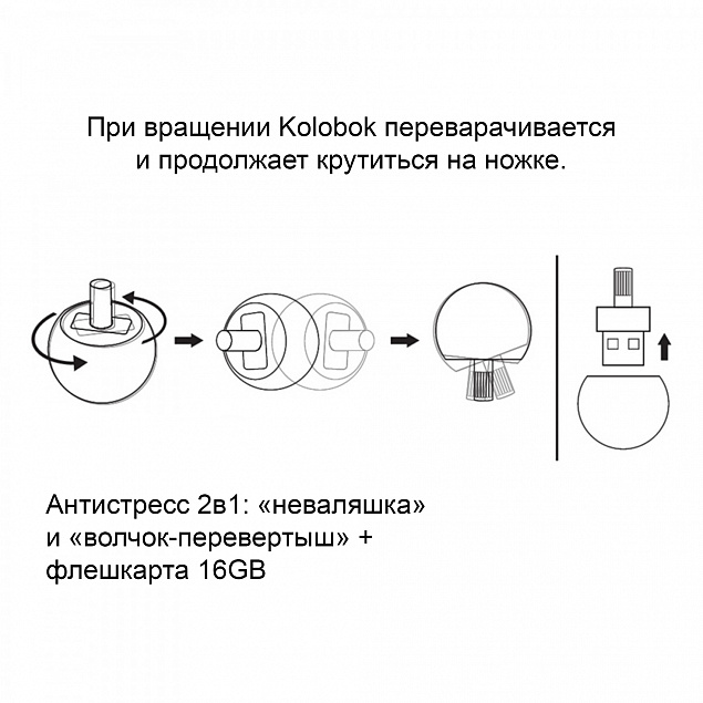Флеш-карта "Kolobok" 16 Гб с логотипом в Екатеринбурге заказать по выгодной цене в кибермаркете AvroraStore