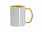 Кружка для сублимации, 330 мл, d=82 мм, стандарт А, белая, желтая внутри, желтая ручка с логотипом в Екатеринбурге заказать по выгодной цене в кибермаркете AvroraStore