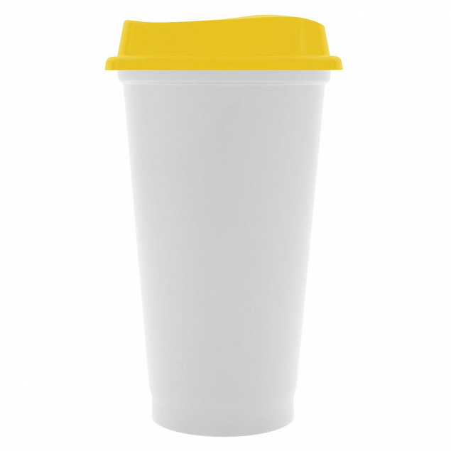 Стакан с крышкой Color Cap White, белый с желтым с логотипом в Екатеринбурге заказать по выгодной цене в кибермаркете AvroraStore