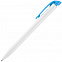Ручка шариковая Favorite, белая с голубым с логотипом в Екатеринбурге заказать по выгодной цене в кибермаркете AvroraStore