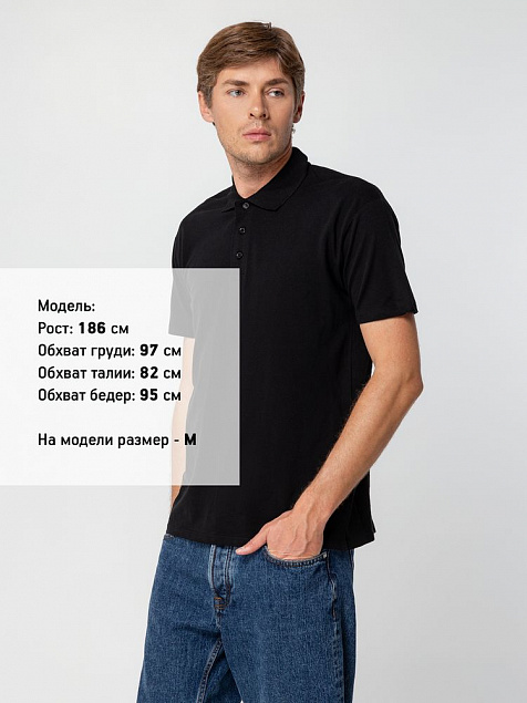 Рубашка поло мужская SUMMER 170, черная с логотипом в Екатеринбурге заказать по выгодной цене в кибермаркете AvroraStore