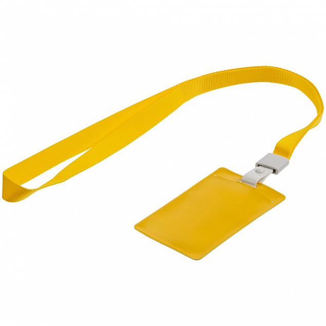 Карман для бейджа с лентой Staff, желтый с логотипом в Екатеринбурге заказать по выгодной цене в кибермаркете AvroraStore