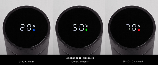 Термос "Бостон" 500 мл с индикацией температуры, soft touch с логотипом в Екатеринбурге заказать по выгодной цене в кибермаркете AvroraStore