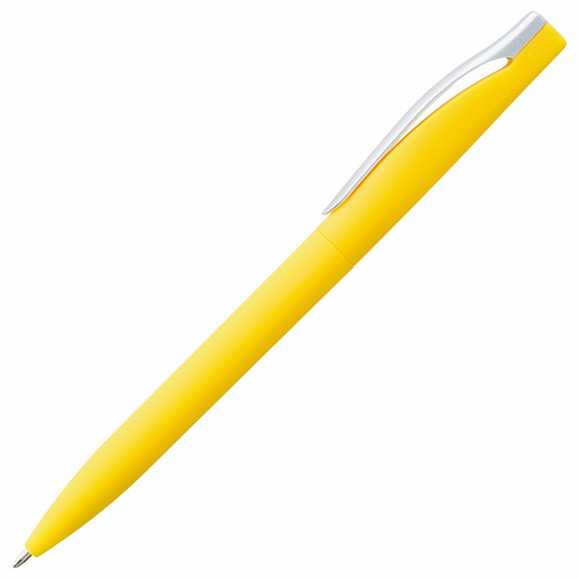 Ручка шариковая Pin Soft Touch, желтая с логотипом в Екатеринбурге заказать по выгодной цене в кибермаркете AvroraStore