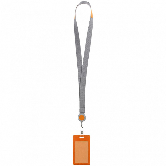 Чехол для пропуска с лентой и ретрактором Devon, оранжевый с логотипом в Екатеринбурге заказать по выгодной цене в кибермаркете AvroraStore