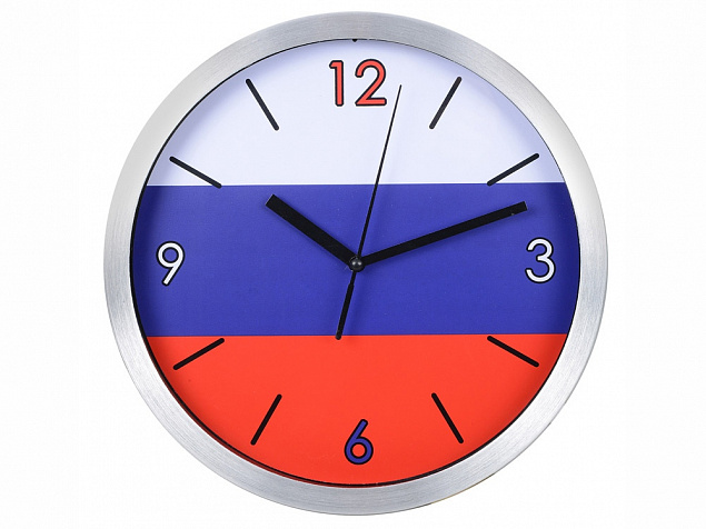 Часы настенные Российский флаг с логотипом в Екатеринбурге заказать по выгодной цене в кибермаркете AvroraStore