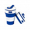 Стакан складной BUTTON;  300 мл, силикон, синий с логотипом в Екатеринбурге заказать по выгодной цене в кибермаркете AvroraStore