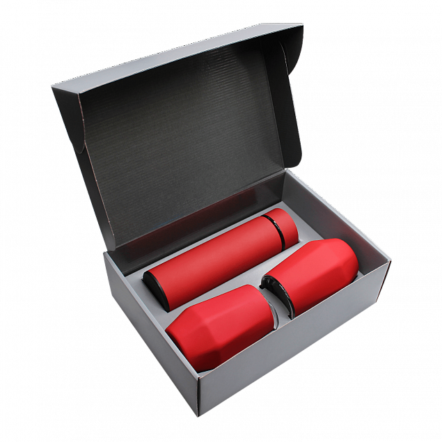 Набор Hot Box E2 софт-тач EDGE CO12s grey (красный) с логотипом в Екатеринбурге заказать по выгодной цене в кибермаркете AvroraStore