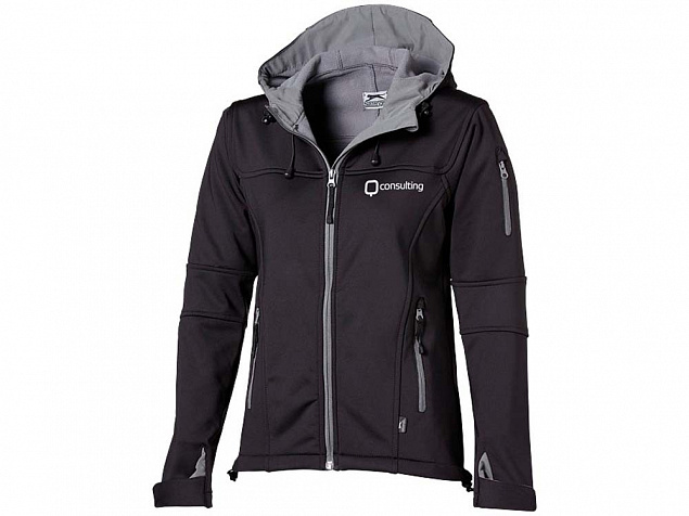 Куртка софтшел Match женская, черный/серый с логотипом в Екатеринбурге заказать по выгодной цене в кибермаркете AvroraStore