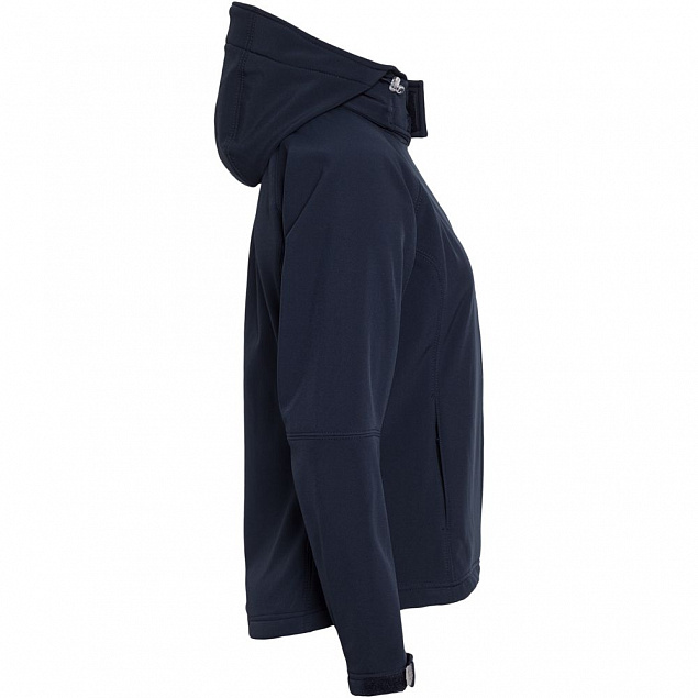 Куртка женская Hooded Softshell темно-синяя с логотипом в Екатеринбурге заказать по выгодной цене в кибермаркете AvroraStore