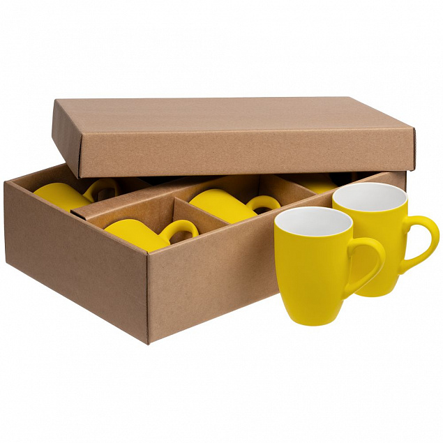 Набор кружек Good Morning c покрытием софт-тач, желтый с логотипом в Екатеринбурге заказать по выгодной цене в кибермаркете AvroraStore