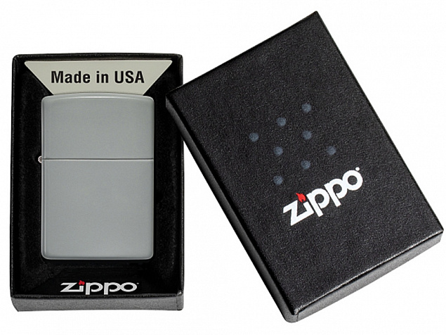 Зажигалка ZIPPO Classic с покрытием Flat Grey с логотипом в Екатеринбурге заказать по выгодной цене в кибермаркете AvroraStore