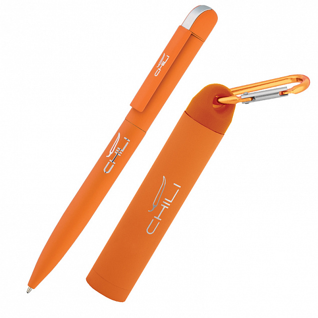 Набор ручка + зарядное устройство 2800 mAh в футляре, оранжевый, покрытие soft touch с логотипом в Екатеринбурге заказать по выгодной цене в кибермаркете AvroraStore
