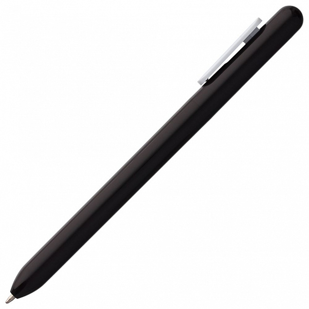 Ручка шариковая Slider, черная с белым с логотипом в Екатеринбурге заказать по выгодной цене в кибермаркете AvroraStore